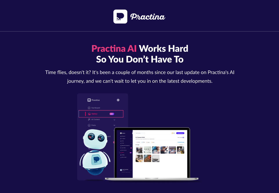 Keep Up With Practina: The July Edition Highlights Gallery AI, Amazon Partnership, Image Cropper, and A Lot More Exciting Upgrades!