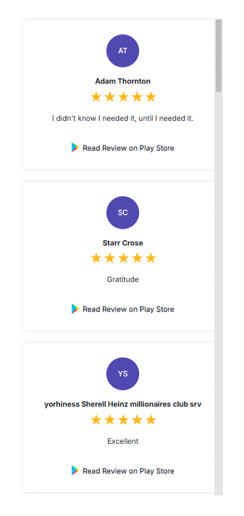 Auto-Scrolling Upward Review Slider