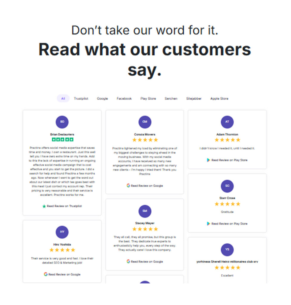 Dedicated Review Page