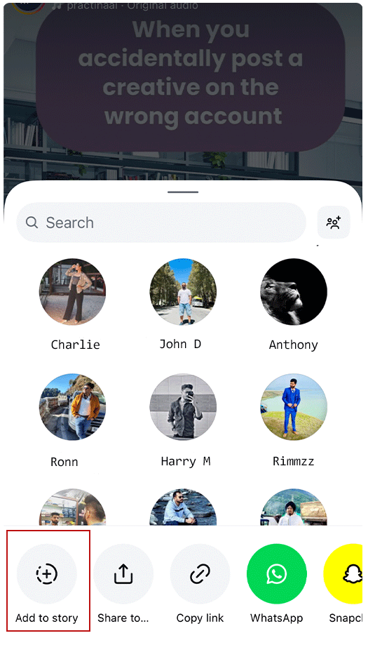 Reposting someone else’s Reel to your Story