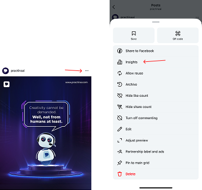 Insights to check likes