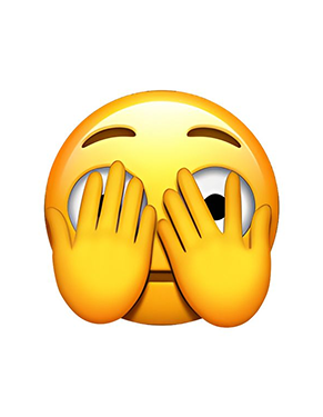 Hiding, embarrassed shock