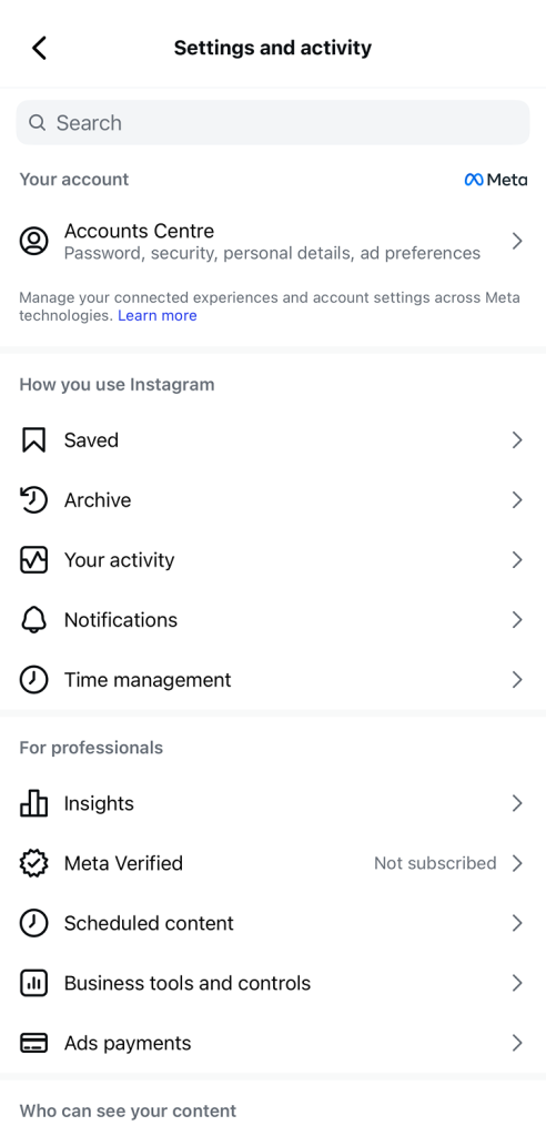 Open Instagram Insights