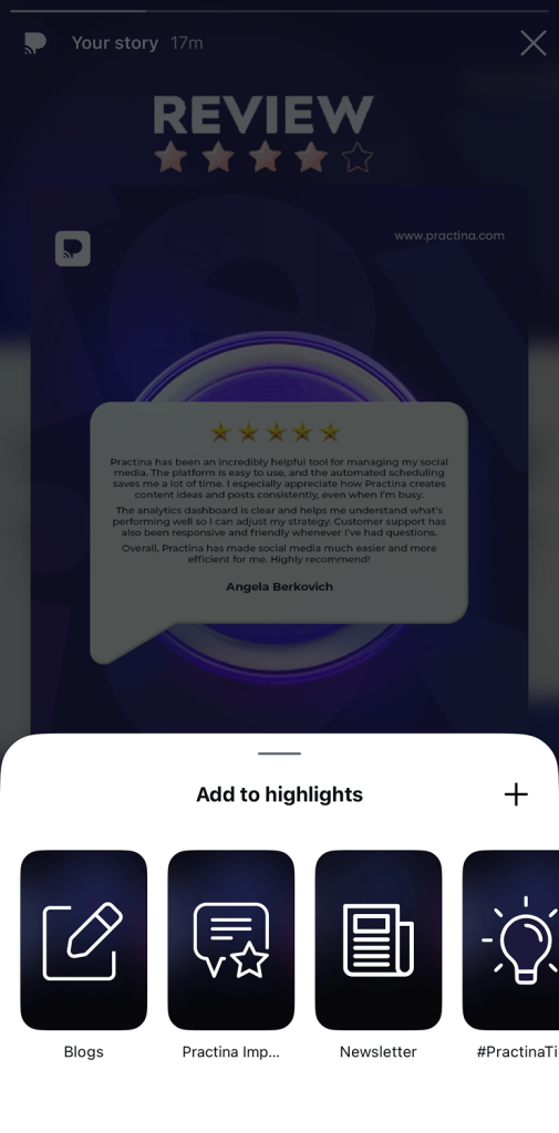 Save top Stories as Highlights