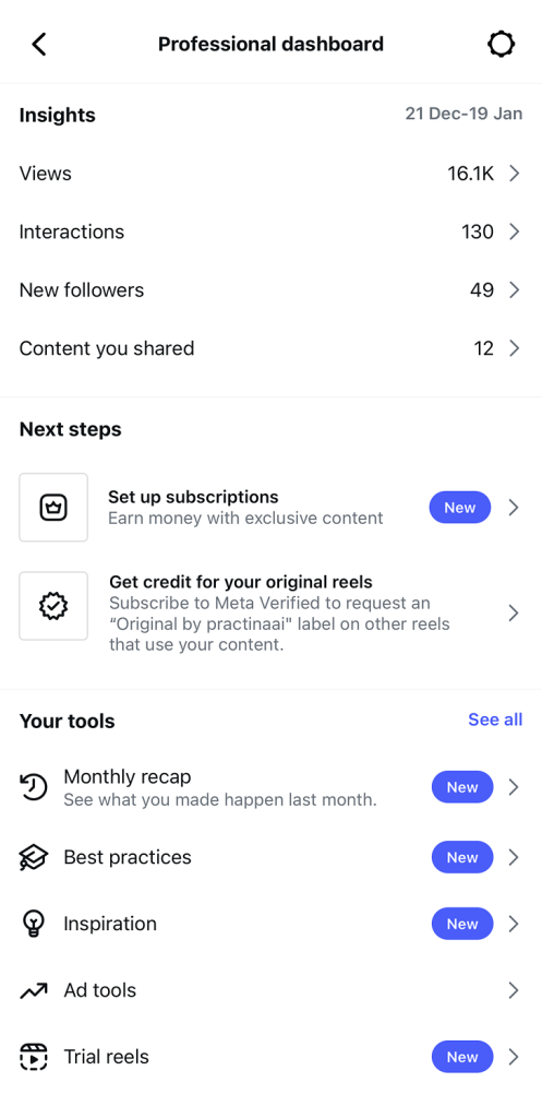 switch to the Content tab