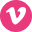 Logo: white V on a pink circular background.