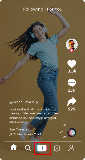 Tap the “+” button